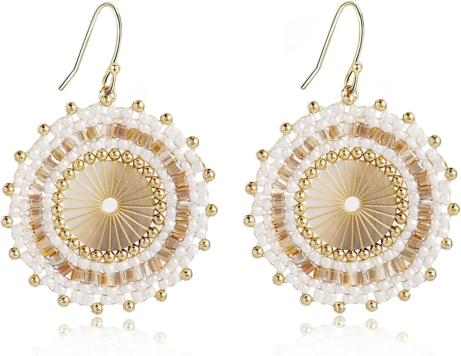Colorful Bead Earrings For Women Summer Beach Handmade Bead Earrings Bohemia Hoop Dangle Earring For women