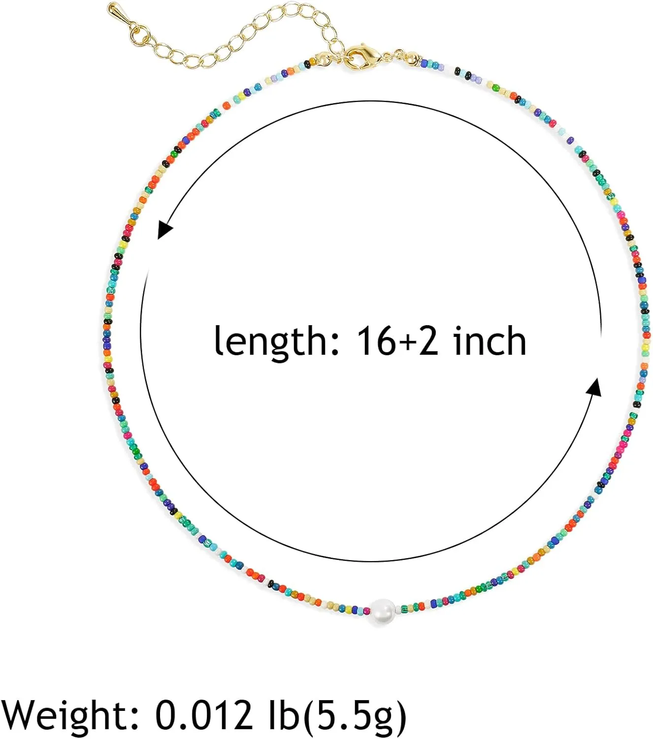 Colorful Beaded Choker Necklace For Women Short Statement Boho Beaded Pearl Adjustable Necklace For Women Summer Beach Jewelry Gift