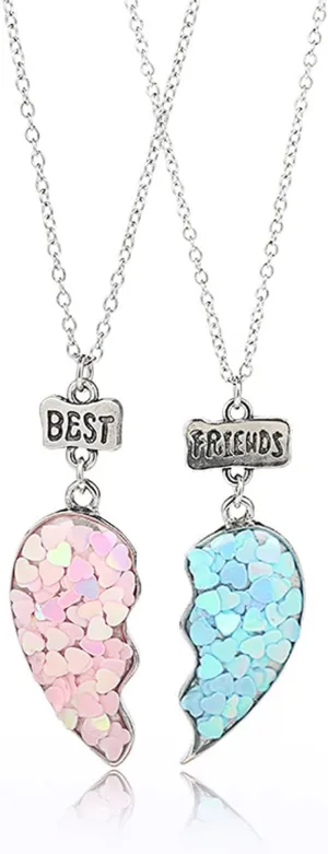 COLORFUL BLING 2/3Pcs Cute Half Broken Heart Koala Avocado Engraved BFF Pendant Chain Adjustable Necklace Bracelet for Best Friend Women Men Split Heart Forever Friendship Gifts Love