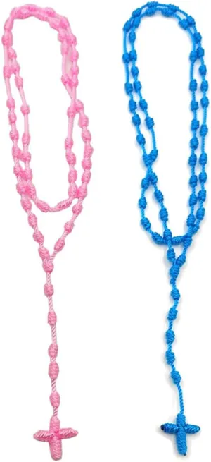 COLORFUL BLING 2Pcs Braide Red String Catholic Rosary Cross Knot Necklace Set for Women Men Lover Handmade Lucky Cord Rope Necklace Protection Amulet Prayer Jewelry