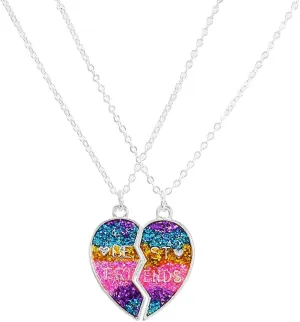 COLORFUL BLING 2Pcs/Set Best Friends Broken Heart Puzzle Rainbow Koala Pendant Necklace Best Friends Forever BFF Friendship Jewelry for Women