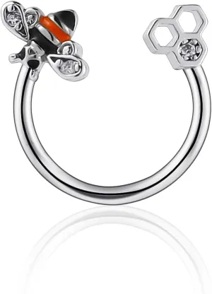 COLORFUL BLING 316L Stainless Steel Cute Captive Bee Septum Piercing Jewelry Nose Rings Hoop Ear Stud Cartilage Daith Helix Earrings for Women Girls Body Jewelry