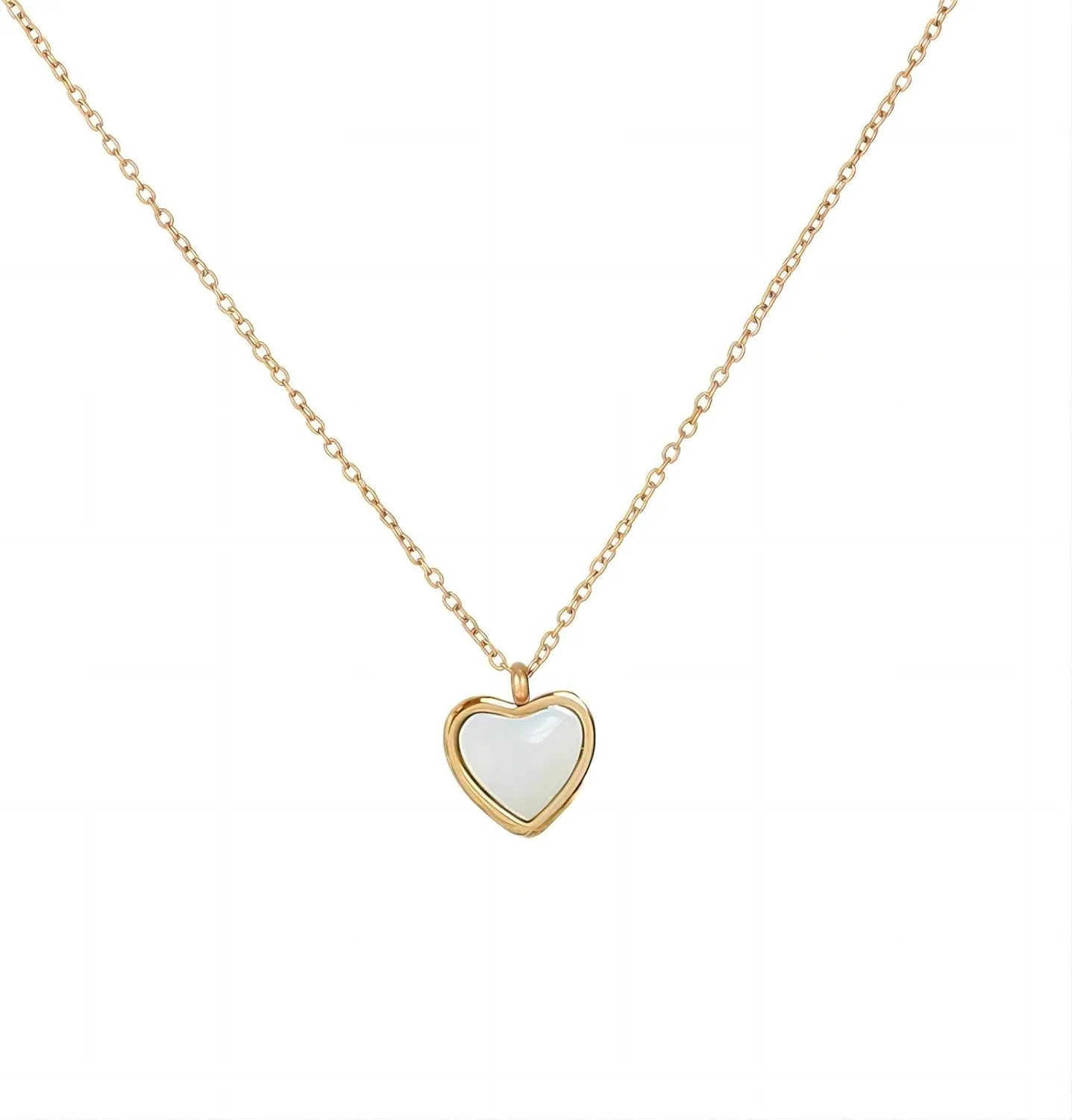 COLORFUL BLING Dainty Heart Gemstone Gold Pendant Necklace Healing Crystal Simple Carnelian Heart Charm Necklace Love Gifts for Women