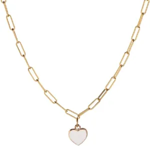 COLORFUL BLING Heart Minimalism Necklace Preppy Jewelry Dainty Paperclip Chain Necklace Cute Pink Heart Preppy Necklaces 16 2 Inches for Women