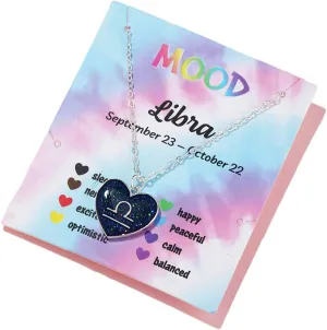 COLORFUL BLING Zodiac Necklace for Women 12 Constellation Sign Pendant Necklace Heart Color Changing Necklace Temperature Sensing Mood Necklace Astrology Horoscope Necklace