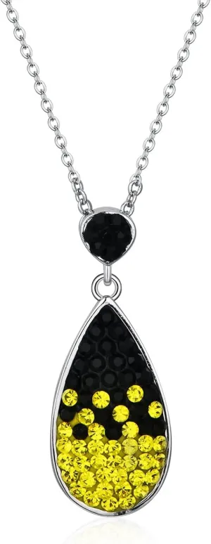 Colorful Crytsal Teardrop/Hoop Pendant Necklacs for Women White Blue Yellow Red Black Preciosa Crystal Sparkly Necklace Silver Chain Necklaces Dainty Cute Sister Friendship Necklace for Girls Gift