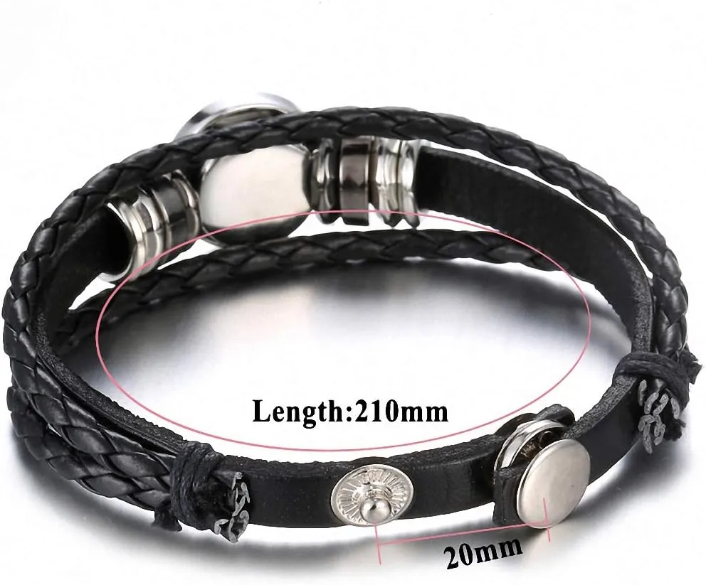 Colorful Handmade DIY Cabochon Snap Button Adjustable Braided PU Leather Bracelet for Women Men Fit 18 mm Snap Buttons Jewelry Pretty Gifts Christmas Birthday Friendship Good Luck Charm Cartoons Ethnic Style Punk Rock
