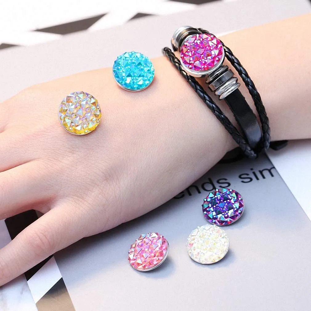 Colorful Handmade DIY Cabochon Snap Button Adjustable Braided PU Leather Bracelet for Women Men Fit 18 mm Snap Buttons Jewelry Pretty Gifts Christmas Birthday Friendship Good Luck Charm Cartoons Ethnic Style Punk Rock
