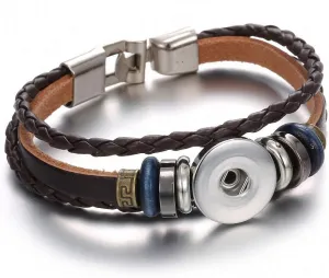 Colorful Handmade DIY Cabochon Snap Button Adjustable Braided PU Leather Bracelet for Women Men Fit 18 mm Snap Buttons Jewelry Pretty Gifts Christmas Birthday Friendship Good Luck Charm Cartoons Ethnic Style Punk Rock