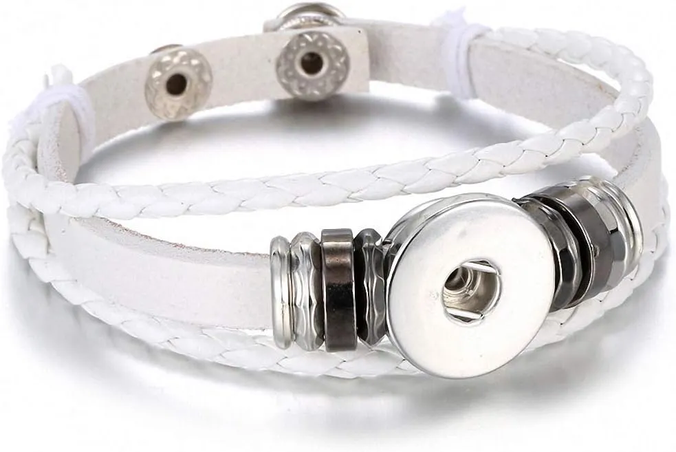 Colorful Handmade DIY Cabochon Snap Button Adjustable Braided PU Leather Bracelet for Women Men Fit 18 mm Snap Buttons Jewelry Pretty Gifts Christmas Birthday Friendship Good Luck Charm Cartoons Ethnic Style Punk Rock