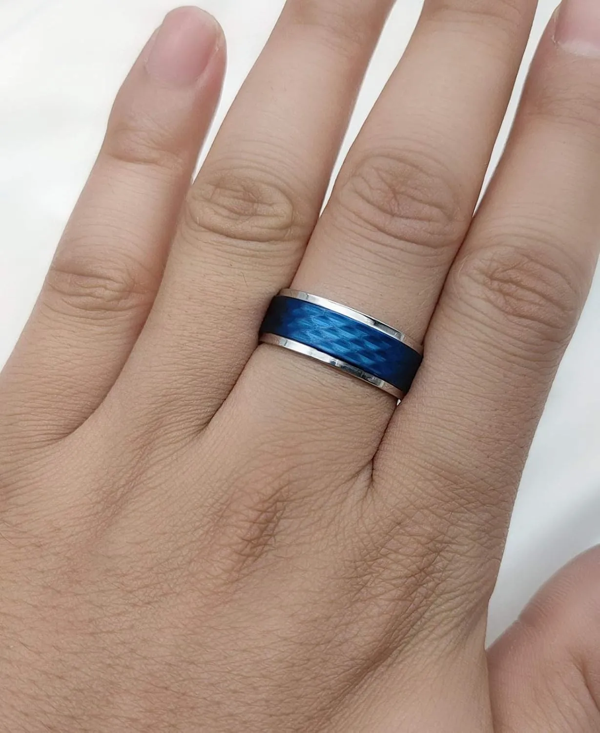 Couple Rings Princess cut Blue Cz Womens Wedding Ring Sets Titanium Steel Man Wedding BandsPlease Buy 2 Rings for 1 Pair