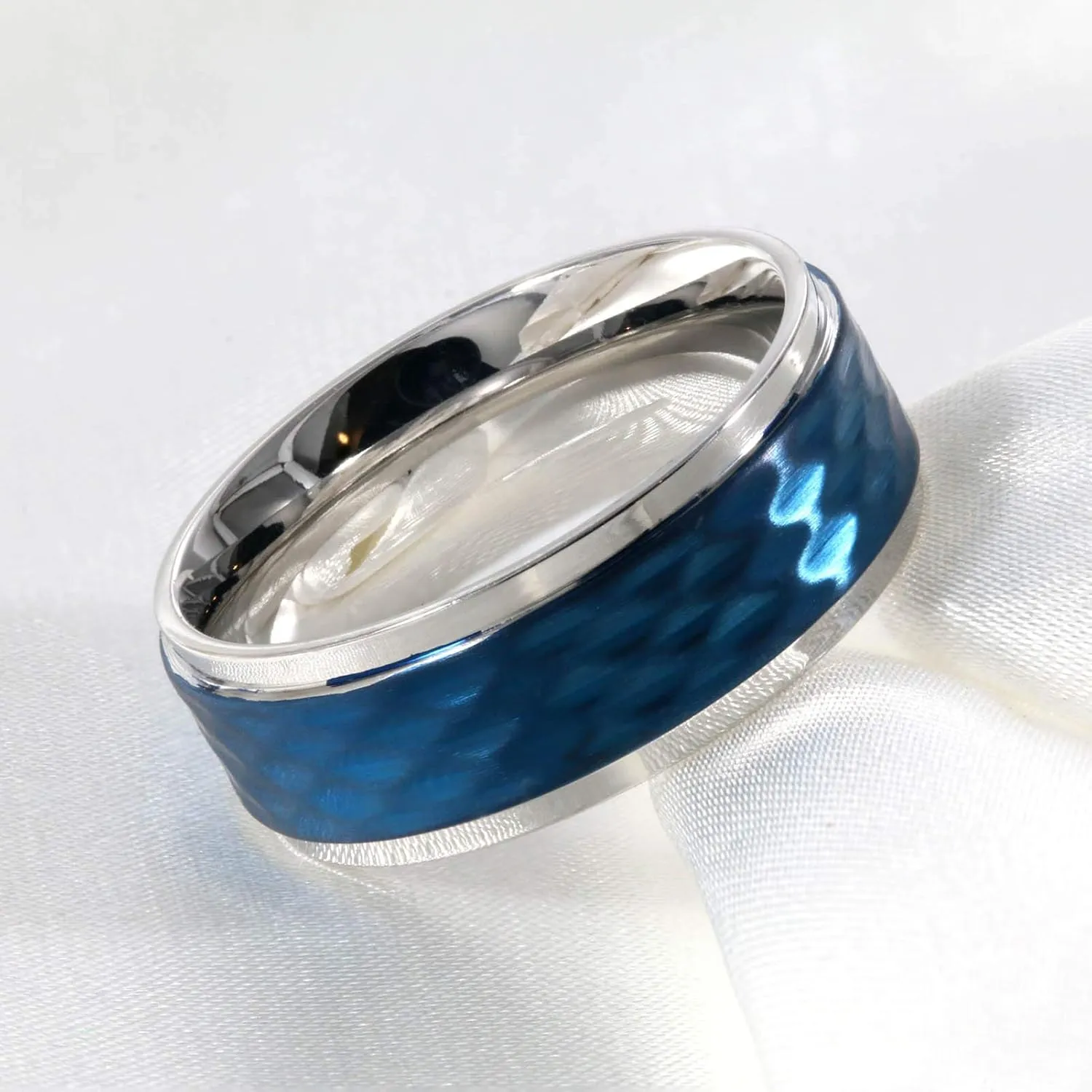 Couple Rings Princess cut Blue Cz Womens Wedding Ring Sets Titanium Steel Man Wedding BandsPlease Buy 2 Rings for 1 Pair