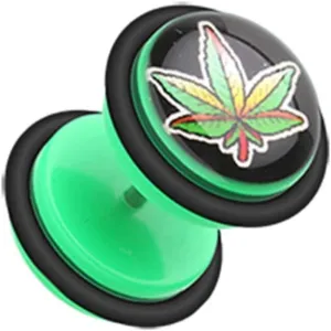 Covet Jewelry Fresh Pot Leaf Acrylic Fake Plug with O-Rings