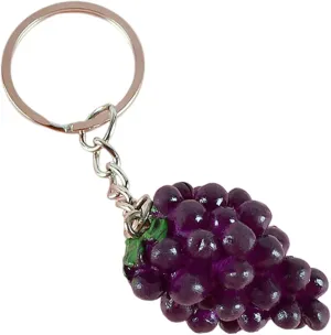 Creative 3D Fruits Keychain Funny Simulated Fresh Strawberry Pitaya Grape Orange Key Ring Bag Jewelry