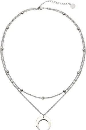 Crescent Pendant Necklace Layering Titanium Chain Choker for Women