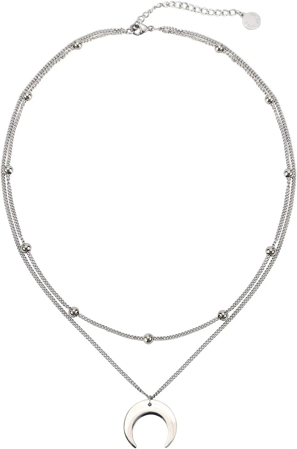 Crescent Pendant Necklace Layering Titanium Chain Choker for Women