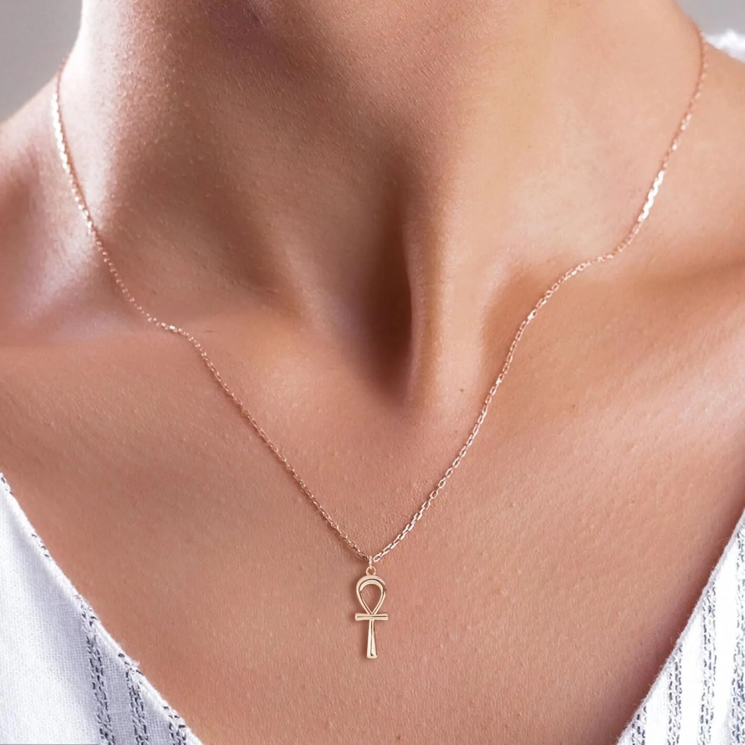 Cross Necklace, 14K Gold Plated Box Chain Cross Pendant Necklace Dainty Simple Silver Cross Tiny Necklace for Women