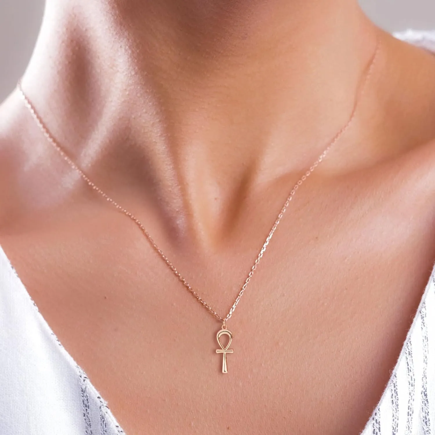 Cross Necklace, 14K Gold Plated Box Chain Cross Pendant Necklace Dainty Simple Silver Cross Tiny Necklace for Women