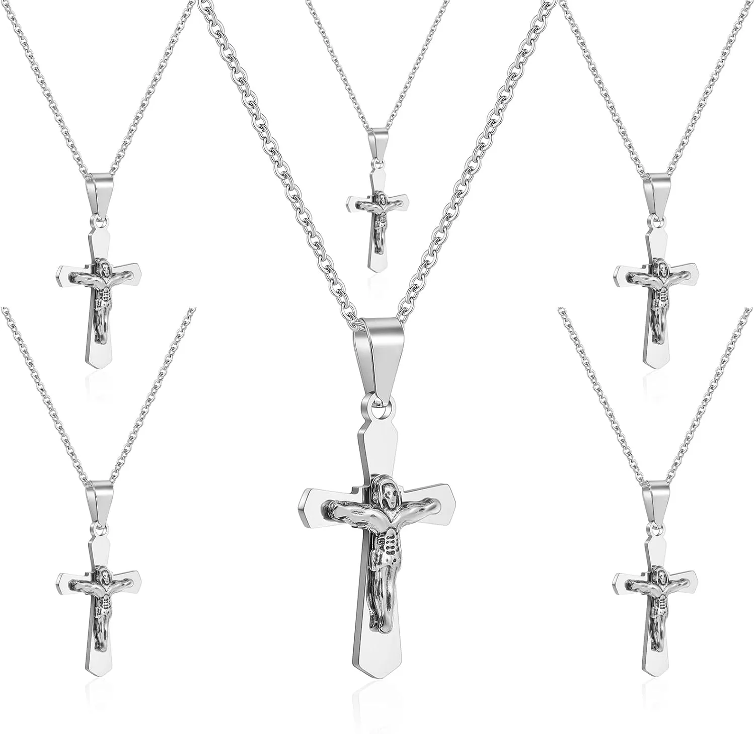 cross necklace for Mens and womens gold silver black stainless steel silver Cross Pendant Necklace Simple Cute Necklaces for men and Women Gold Jewelry 16-18-20-22-24-30 inches