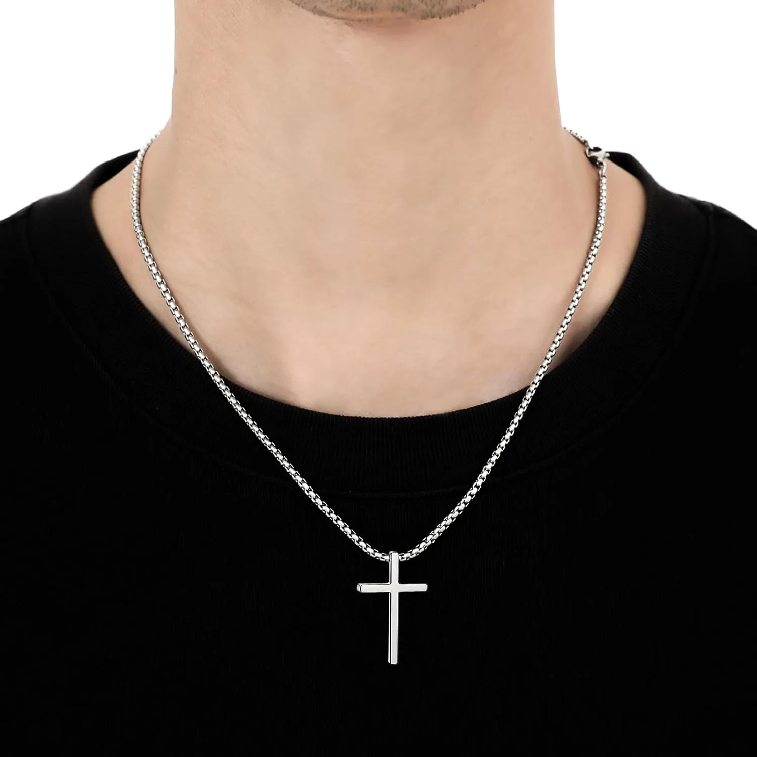cross necklace for Mens and womens gold silver black stainless steel silver Cross Pendant Necklace Simple Cute Necklaces for men and Women Gold Jewelry 16-18-20-22-24-30 inches