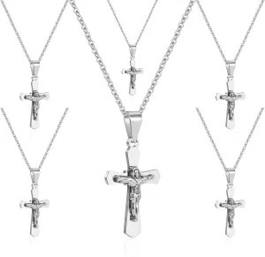 cross necklace for Mens and womens gold silver black stainless steel silver Cross Pendant Necklace Simple Cute Necklaces for men and Women Gold Jewelry 16-18-20-22-24-30 inches