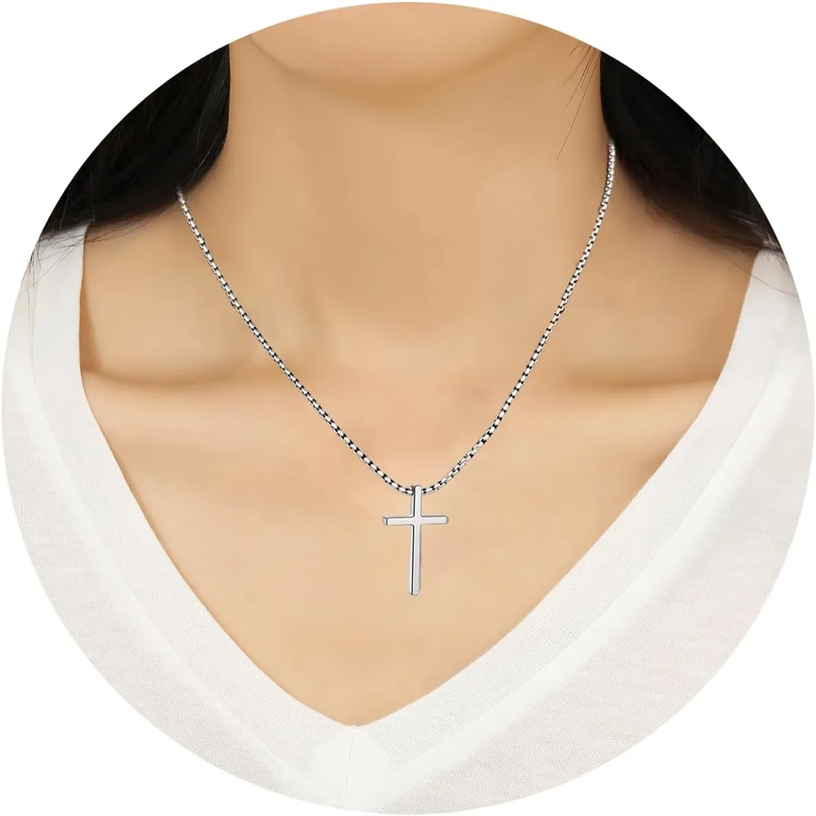 cross necklace for Mens and womens gold silver black stainless steel silver Cross Pendant Necklace Simple Cute Necklaces for men and Women Gold Jewelry 16-18-20-22-24-30 inches