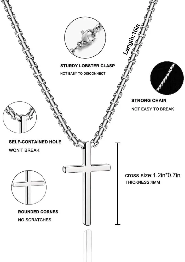 cross necklace for Mens and womens gold silver black stainless steel silver Cross Pendant Necklace Simple Cute Necklaces for men and Women Gold Jewelry 16-18-20-22-24-30 inches
