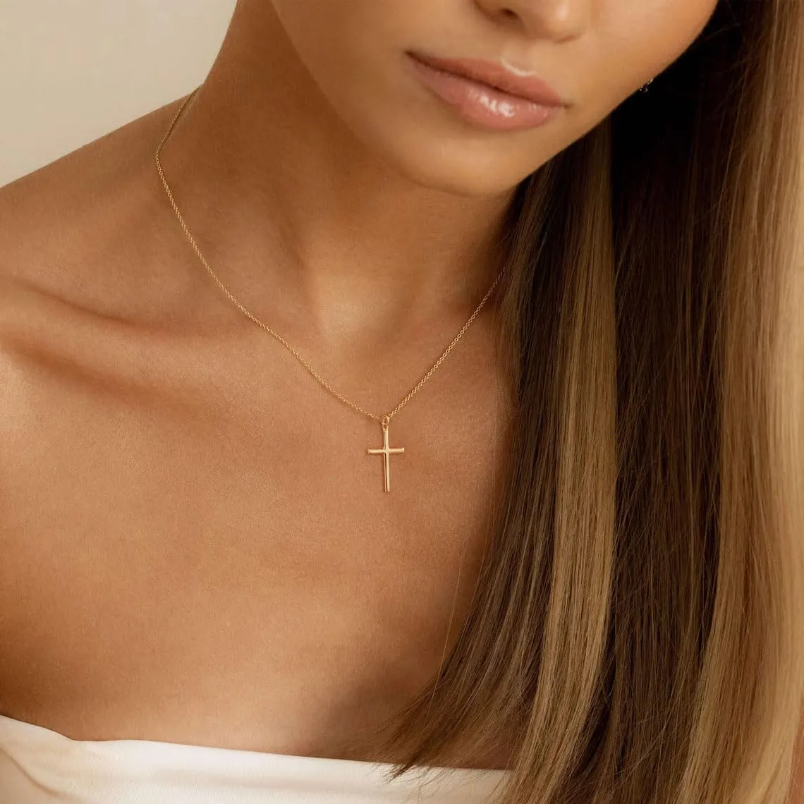 Cross Necklace for Women 18K Gold Plated Dainty Small Cross Choker Necklace Simple Trendy Sideways Cross Charm Necklaces Faith Jewelry Religious Minimalist Gift for Her