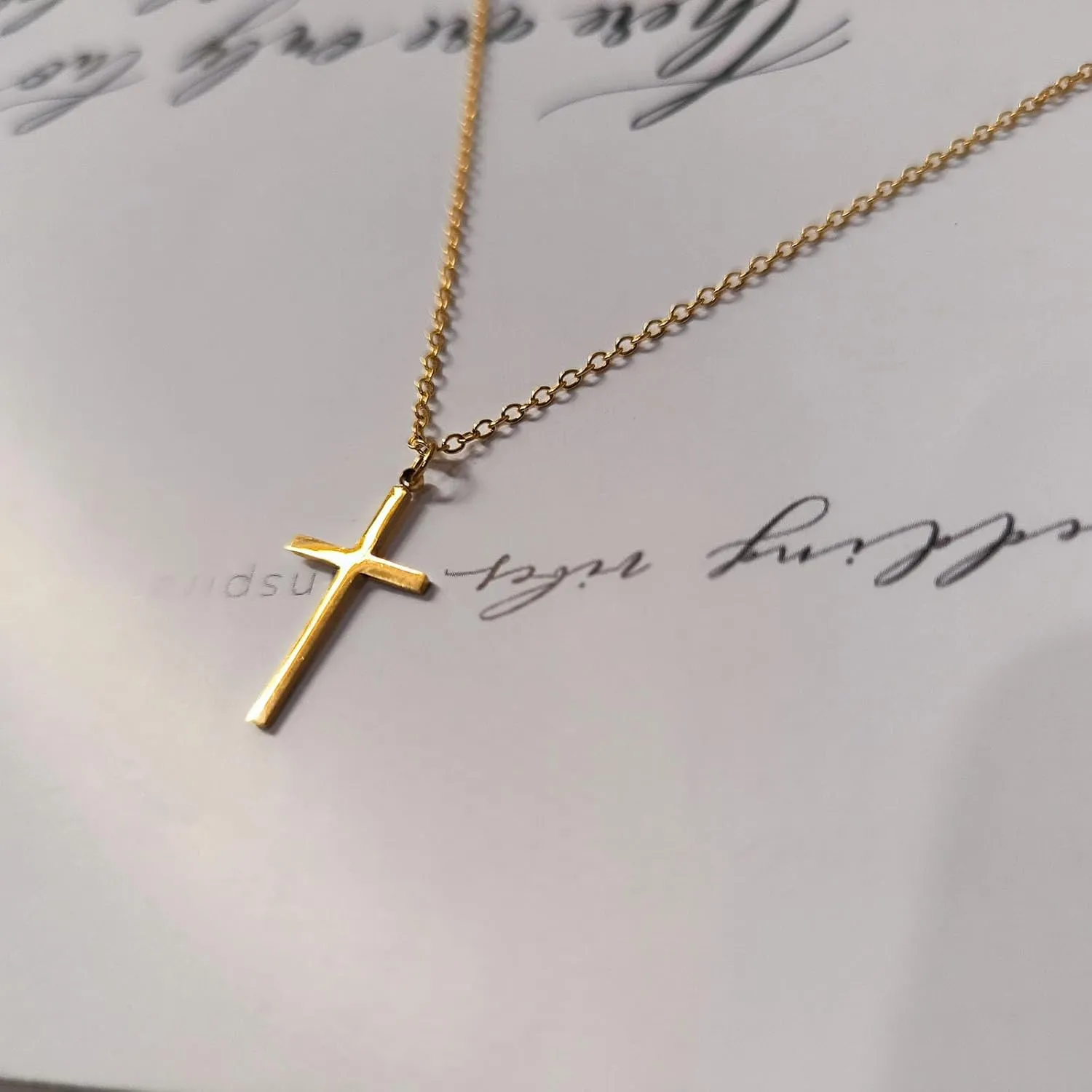 Cross Necklace for Women 18K Gold Plated Dainty Small Cross Choker Necklace Simple Trendy Sideways Cross Charm Necklaces Faith Jewelry Religious Minimalist Gift for Her