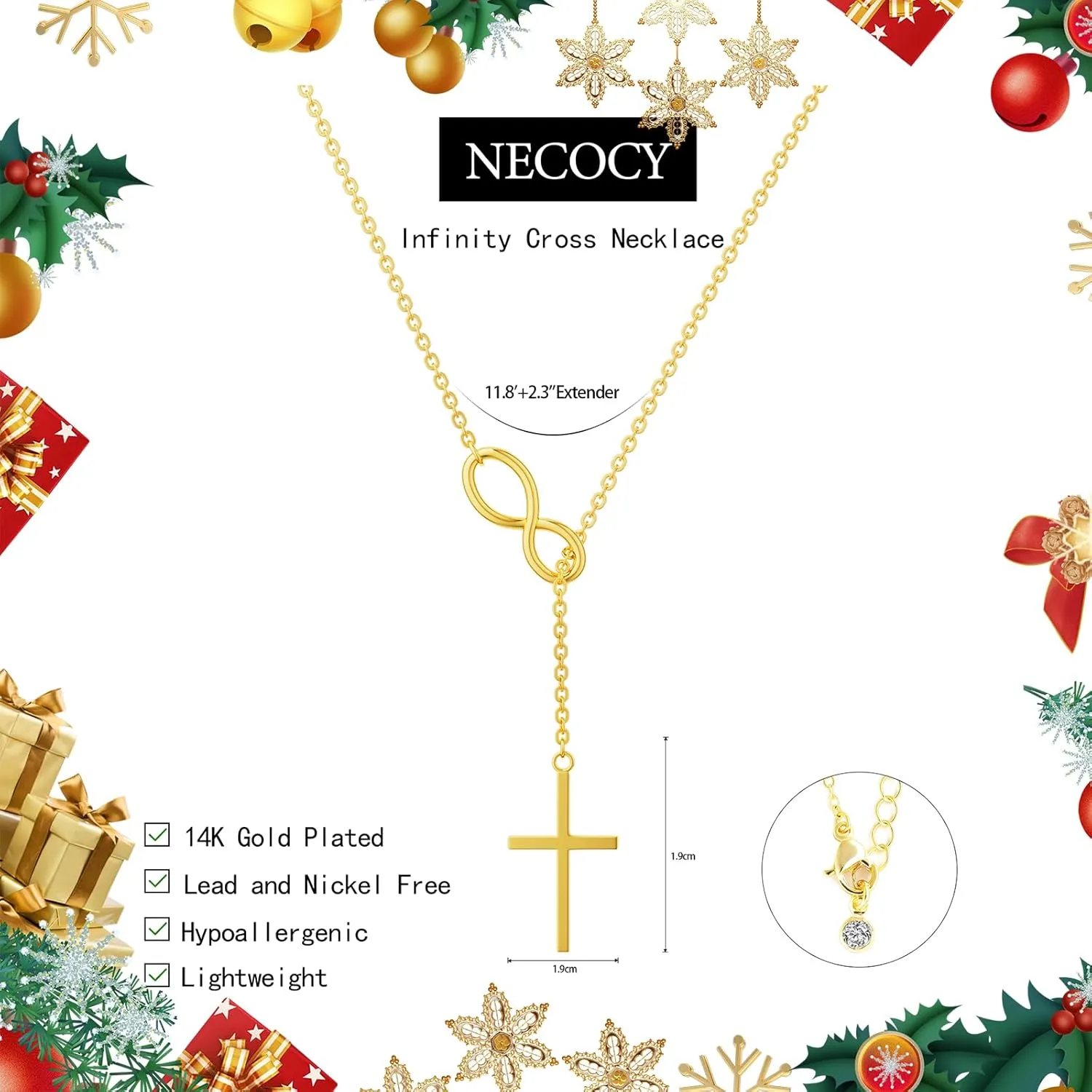 Cross Necklace for Women, Dainty 14K Gold Plated Pendant Necklace, Trendy CZ Pearl Cross Charm Necklace Non Tarnish Cubic Zirconiaia Simple Vintage Necklace Jewelry for Women