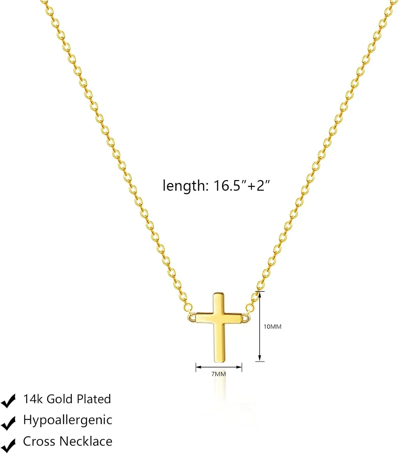 Cross Necklace for Women, Dainty 18K Gold Plated Small Cross Pendant Necklace Simple Gold Cross Necklaces for Women Trendy Gold Jewelry for Women Gift