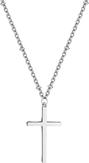 Cross Necklace for Women Men, Silver Stainless Steel Cross Pendant Necklace Simple Jewelry Gifts