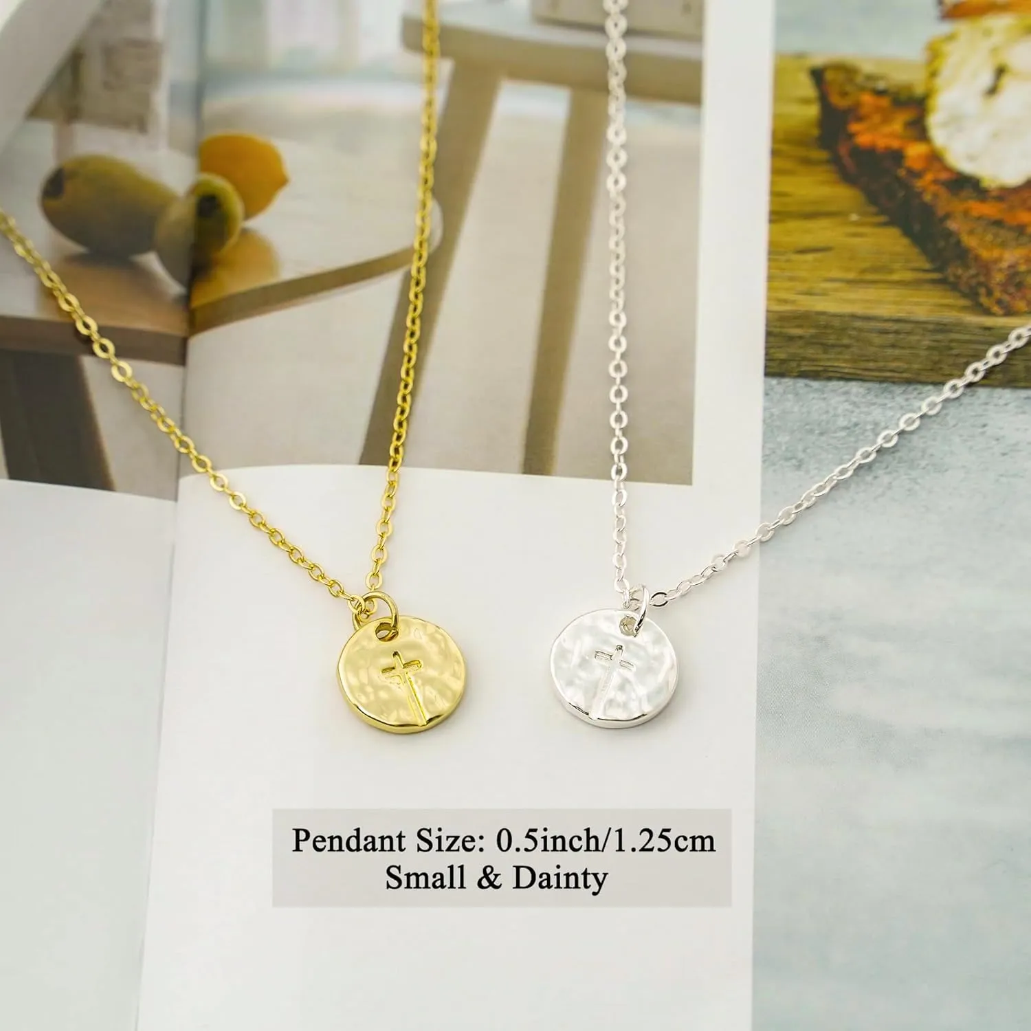 Cross Necklace for Women Trendy 14K Dainty Gold Silver Plated Cross Pendant Necklaces Simple Cute Faith Charm Choker Religious Drop Dangle Chain Necklace Non Tarnish Costume Jewelry Gift