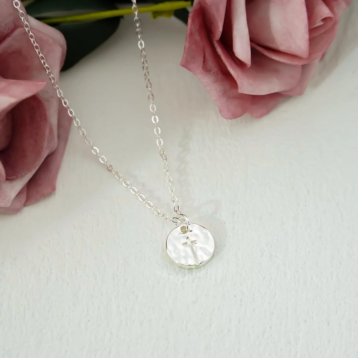 Cross Necklace for Women Trendy 14K Dainty Gold Silver Plated Cross Pendant Necklaces Simple Cute Faith Charm Choker Religious Drop Dangle Chain Necklace Non Tarnish Costume Jewelry Gift