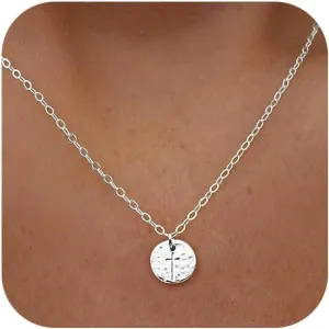 Cross Necklace for Women Trendy 14K Dainty Gold Silver Plated Cross Pendant Necklaces Simple Cute Faith Charm Choker Religious Drop Dangle Chain Necklace Non Tarnish Costume Jewelry Gift