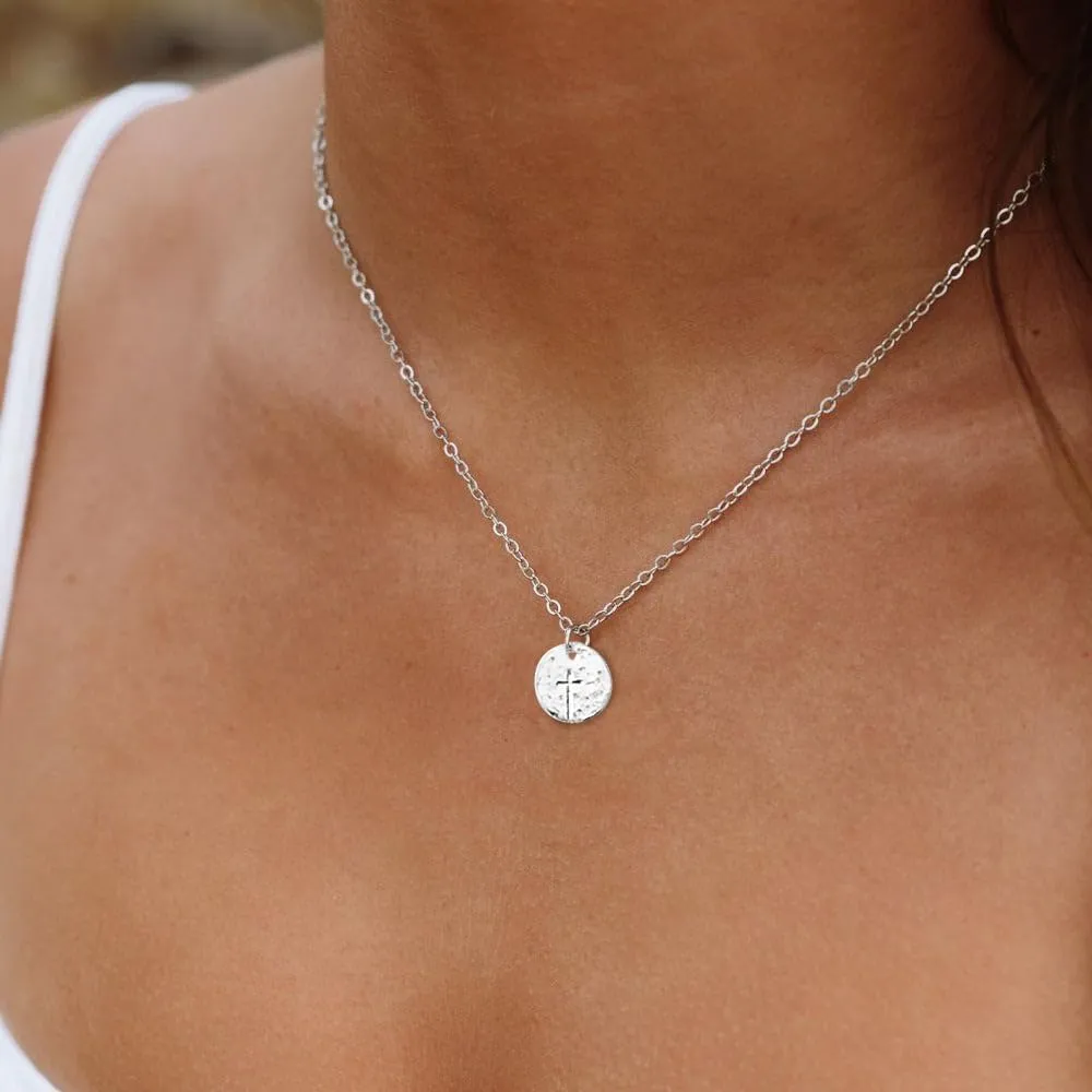 Cross Necklace for Women Trendy 14K Dainty Gold Silver Plated Cross Pendant Necklaces Simple Cute Faith Charm Choker Religious Drop Dangle Chain Necklace Non Tarnish Costume Jewelry Gift