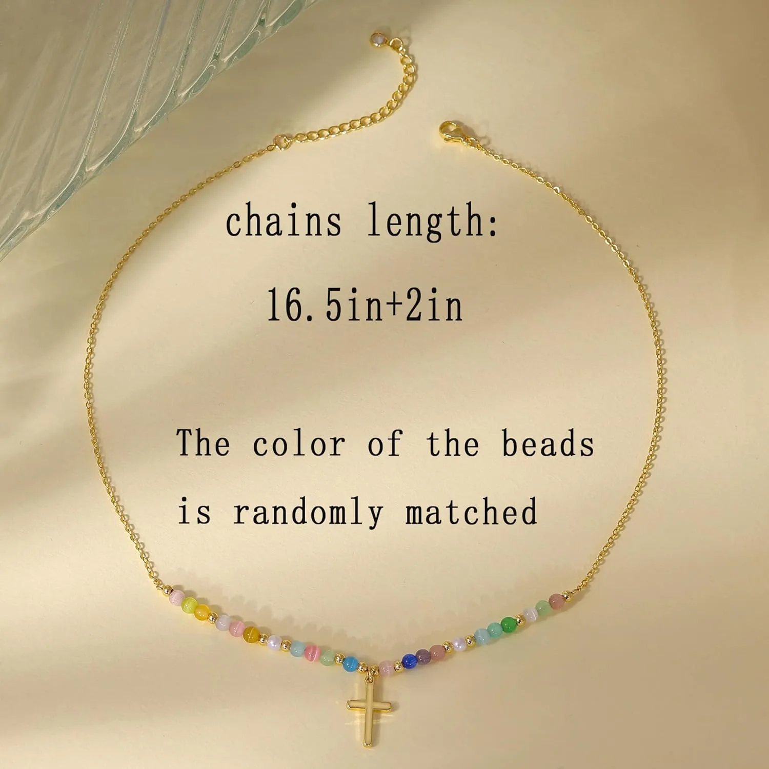 Cross Necklace for Women,14K Gold Plated Summer Beaded Pendant Necklace Boho Cross Charm Necklaces for Women Trendy Cute Jewelry Gifts