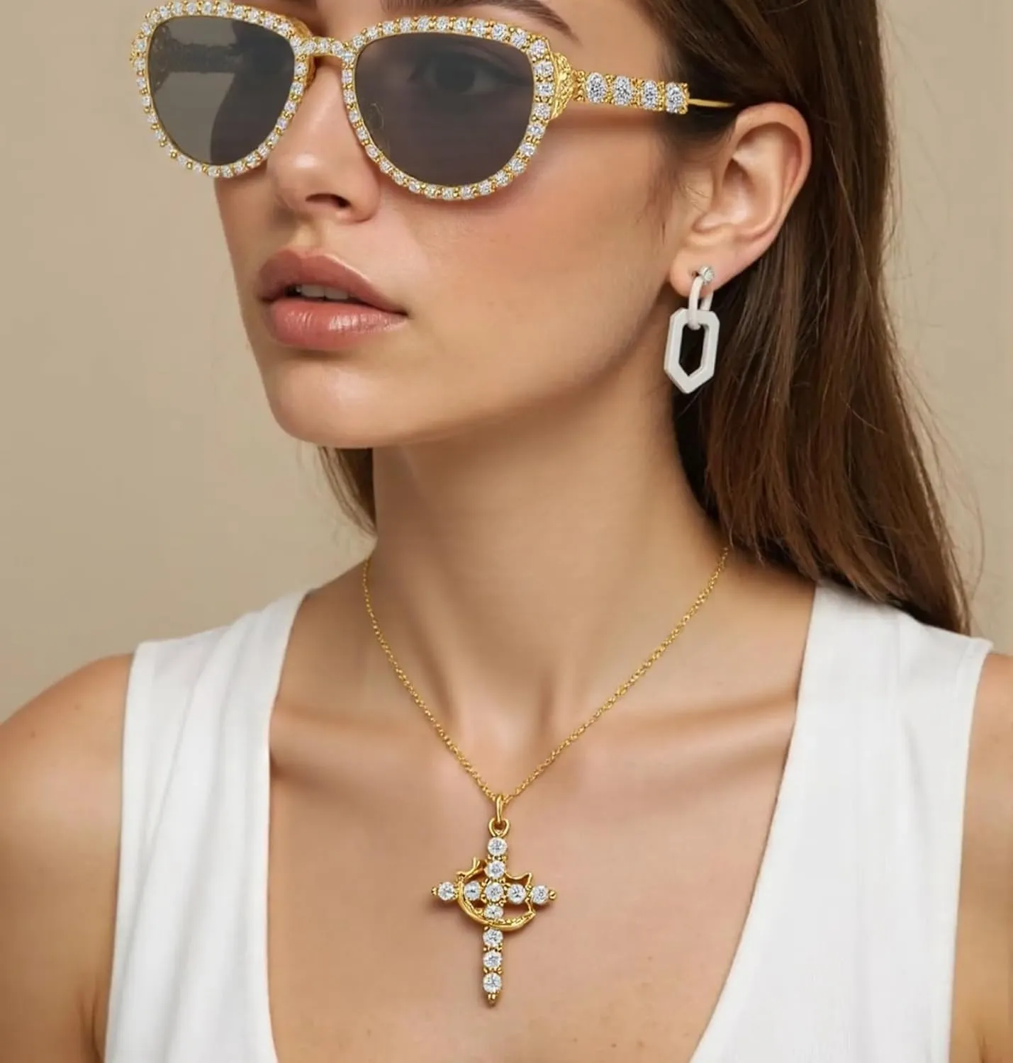 Cross Necklace for Women,Cubic Zirconia Cross Faith Pendant Necklaces Copper Simple Jewelry Gift for Wife Girlfriend Mom(Gold/Silver)