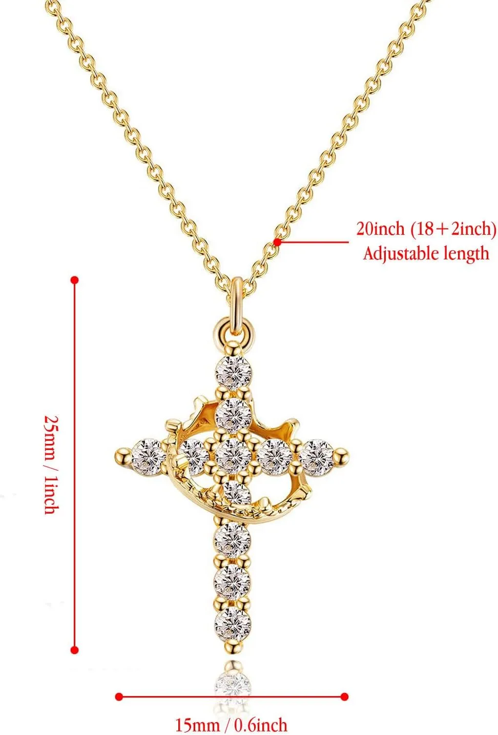 Cross Necklace for Women,Cubic Zirconia Cross Faith Pendant Necklaces Copper Simple Jewelry Gift for Wife Girlfriend Mom(Gold/Silver)
