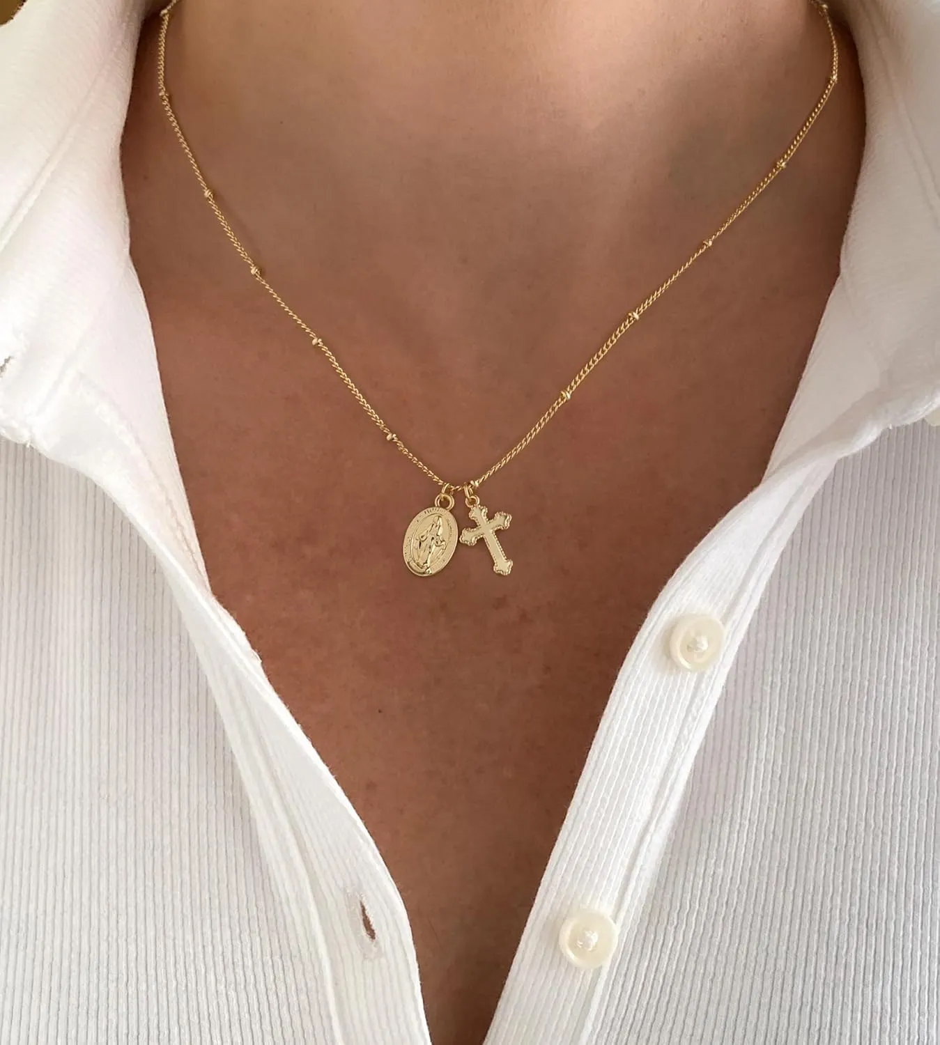 Cross Necklace for Women,Dainty 14K Gold/Silver Plated Cross Pendant Necklae Simple Zircon Diamond Cross Necklace Box Satellite Chain Gold Jewelry Gifts