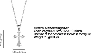 Cross Necklace Silver Jewelry Cross Necklaces for Women Trending Accessories for Women Sterling Silver Chain Cross Chain Wedding Gift Women's Accessories Fashion Simple Collarbone Chain Choker Costume Jewelry for Women