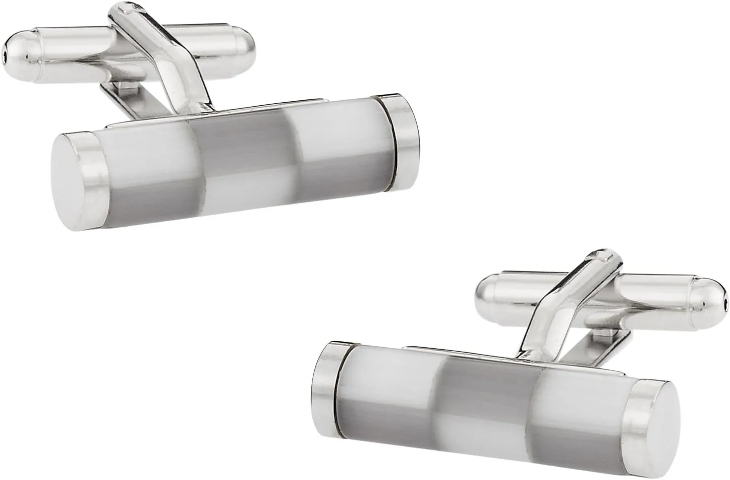 Cuff-Daddy Unique Fiber Optic Gray & Silver Cylindrical Cufflinks with Presentation Box