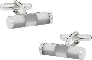 Cuff-Daddy Unique Fiber Optic Gray & Silver Cylindrical Cufflinks with Presentation Box