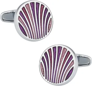 Cuff-Daddy Unique Pink, Purple, & Red Enamel Round Silver Cufflinks with Presentation Box