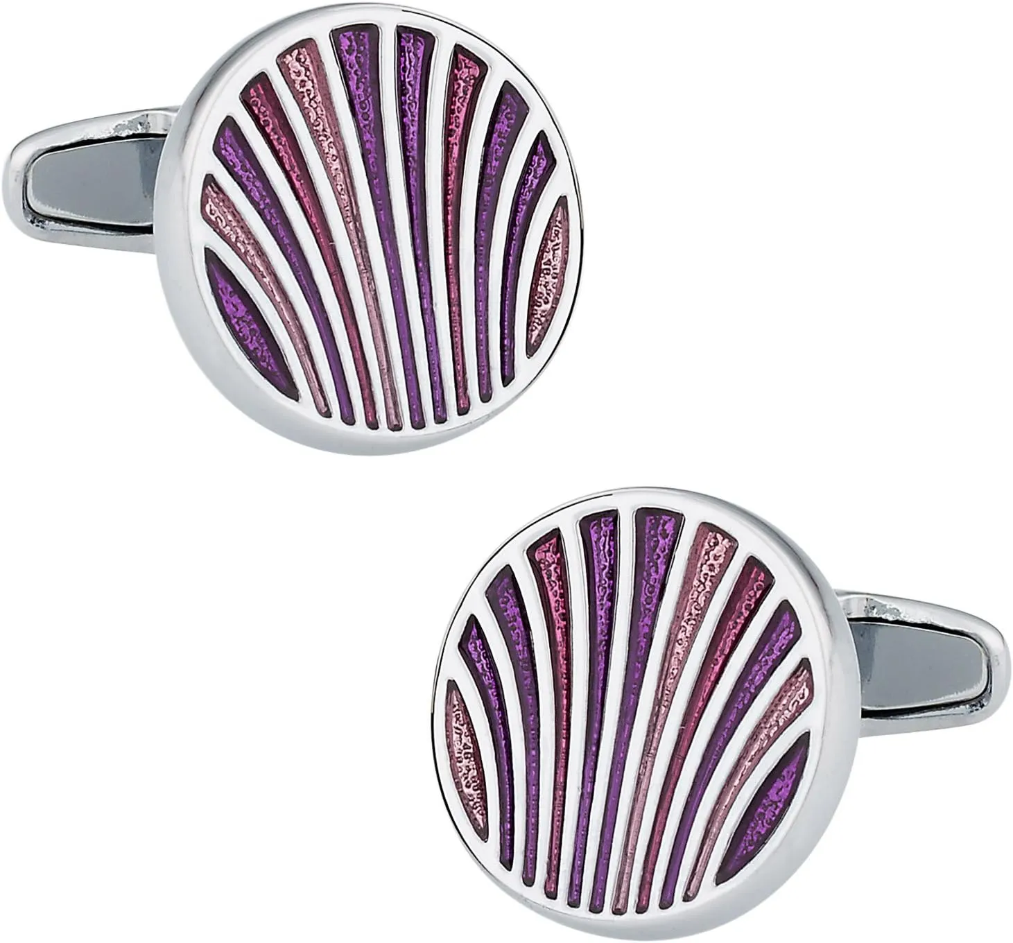 Cuff-Daddy Unique Pink, Purple, & Red Enamel Round Silver Cufflinks with Presentation Box