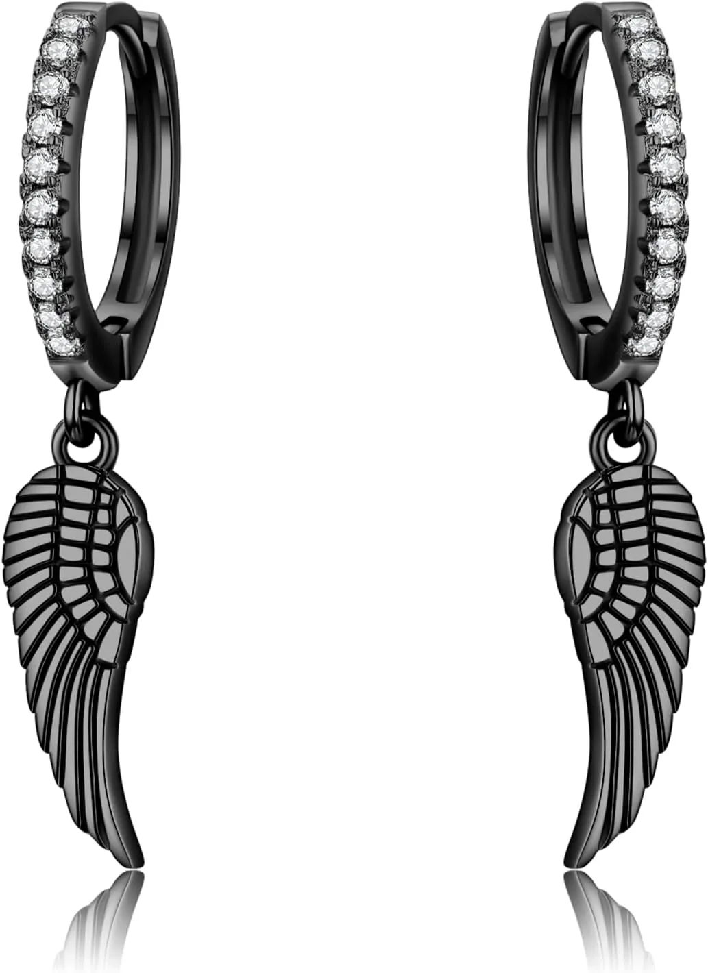 Cuoka Angel Wings,Feather Cross Earrings 925 Sterling Silver Unisex Hanging Dangle Drop Earrings,Small Hoop Earrings Jewelry for Women Men