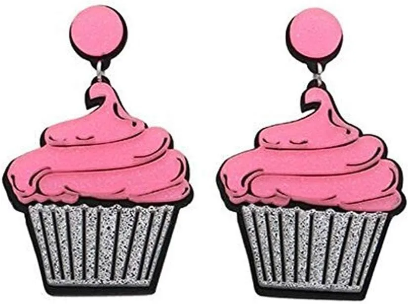 Cupcake Earrings For Womens Ladies Teens Big Cute Yummy Dangle Muffin Sweets Dessert Sweet Jewelry by CutieJewelry