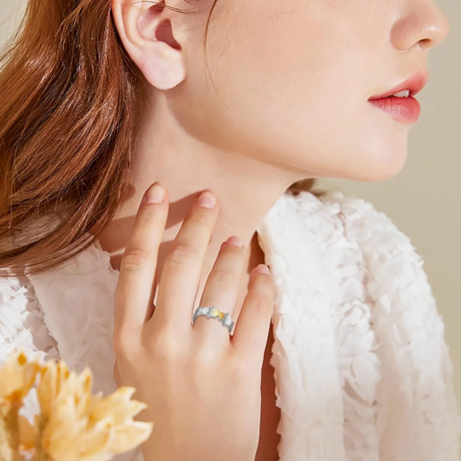 Cupimatch Promise Rings for Couples: Puzzle Ring Couple Wedding Bands Valentine's Day Jewelry Gift Silver