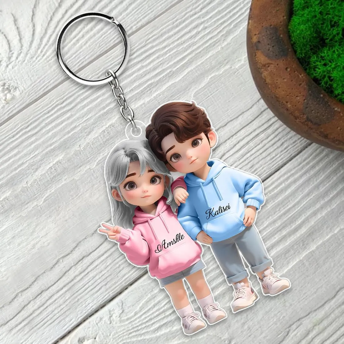 Custom Acrylic Keychain, Featuring a Lovely Walking Couple Design, A Thoughtful Personalized Gift for Lovers and Partners