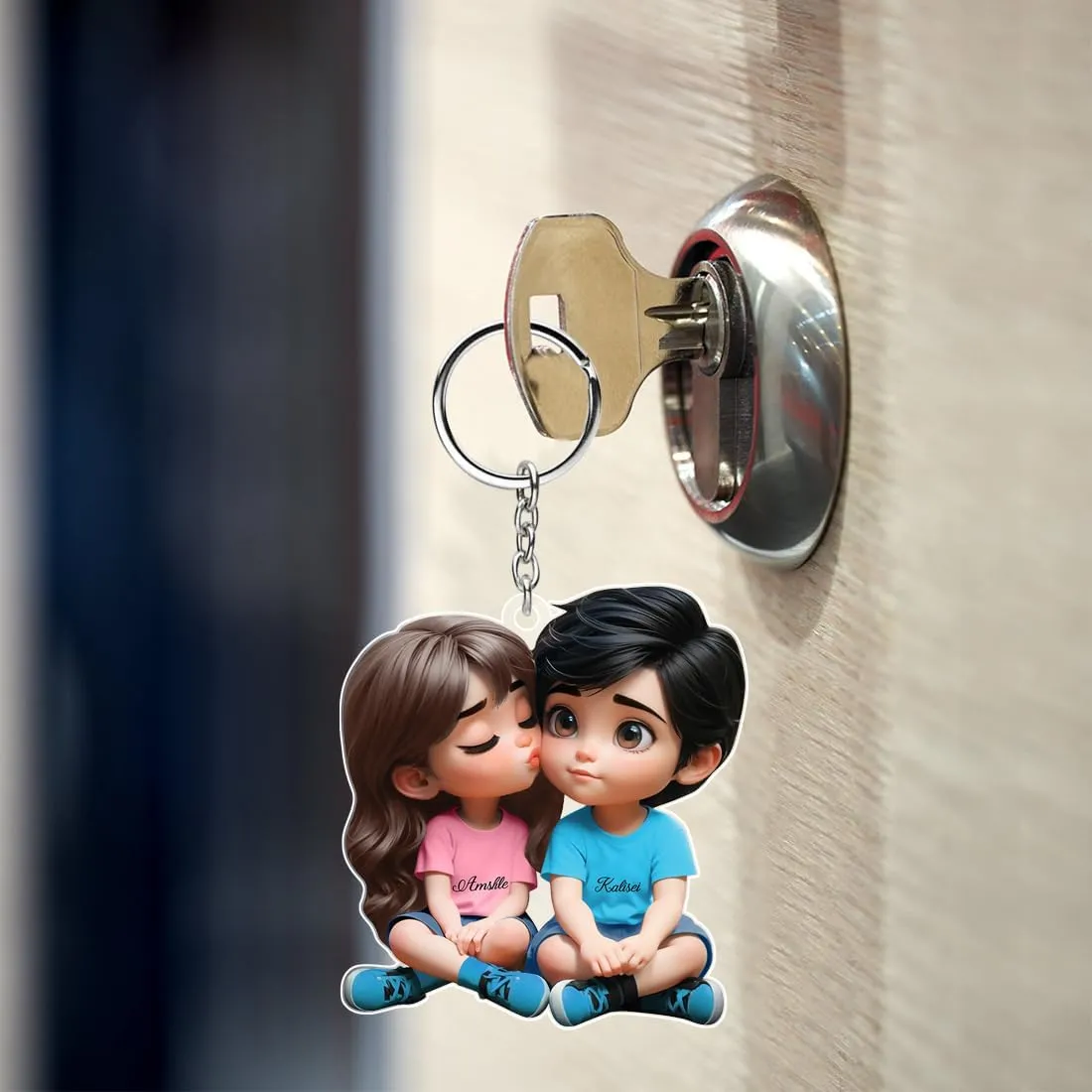 Custom Acrylic Keychain, Featuring a Lovely Walking Couple Design, A Thoughtful Personalized Gift for Lovers and Partners